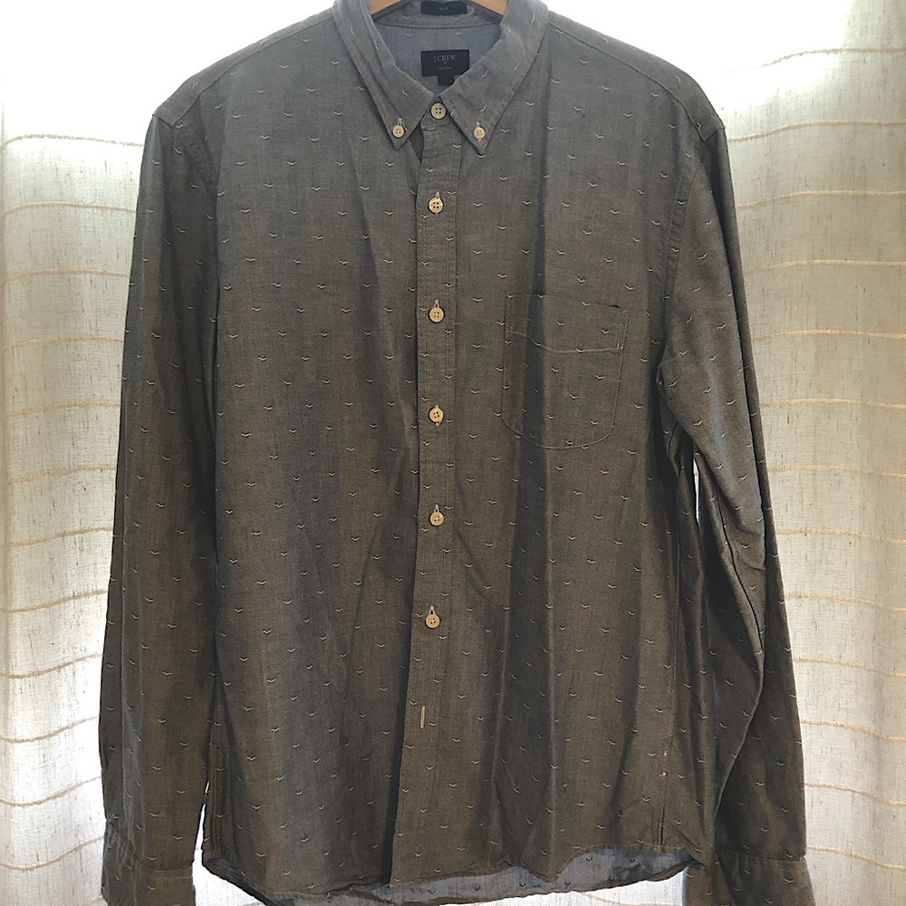 J Crew Men’s Blue shirt with Embroidered Birds